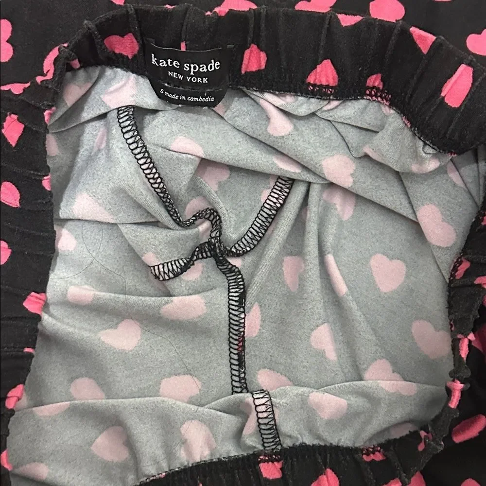 Kate Spade New York Pajama Set Small Pink Hearts Long Sleeve Pant Set